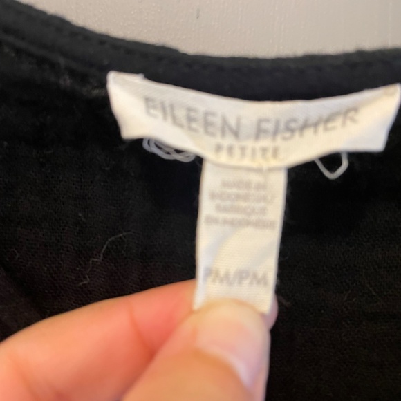 Eileen Fisher Black Organic Cotton Gauze V- Neck Dress, Size PM - Picture 5 of 5